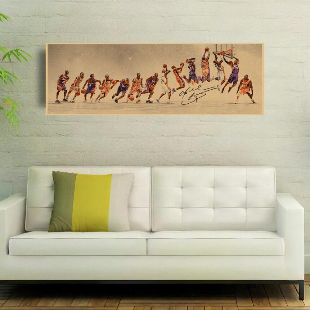 nba海报大尺寸科比生涯蜕变复古牛皮纸贴画宿舍墙贴装饰画