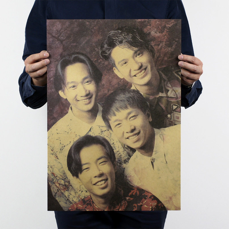 黄家驹海报beyond乐队港星港风复古牛皮纸海报宿舍壁纸贴画装饰画
