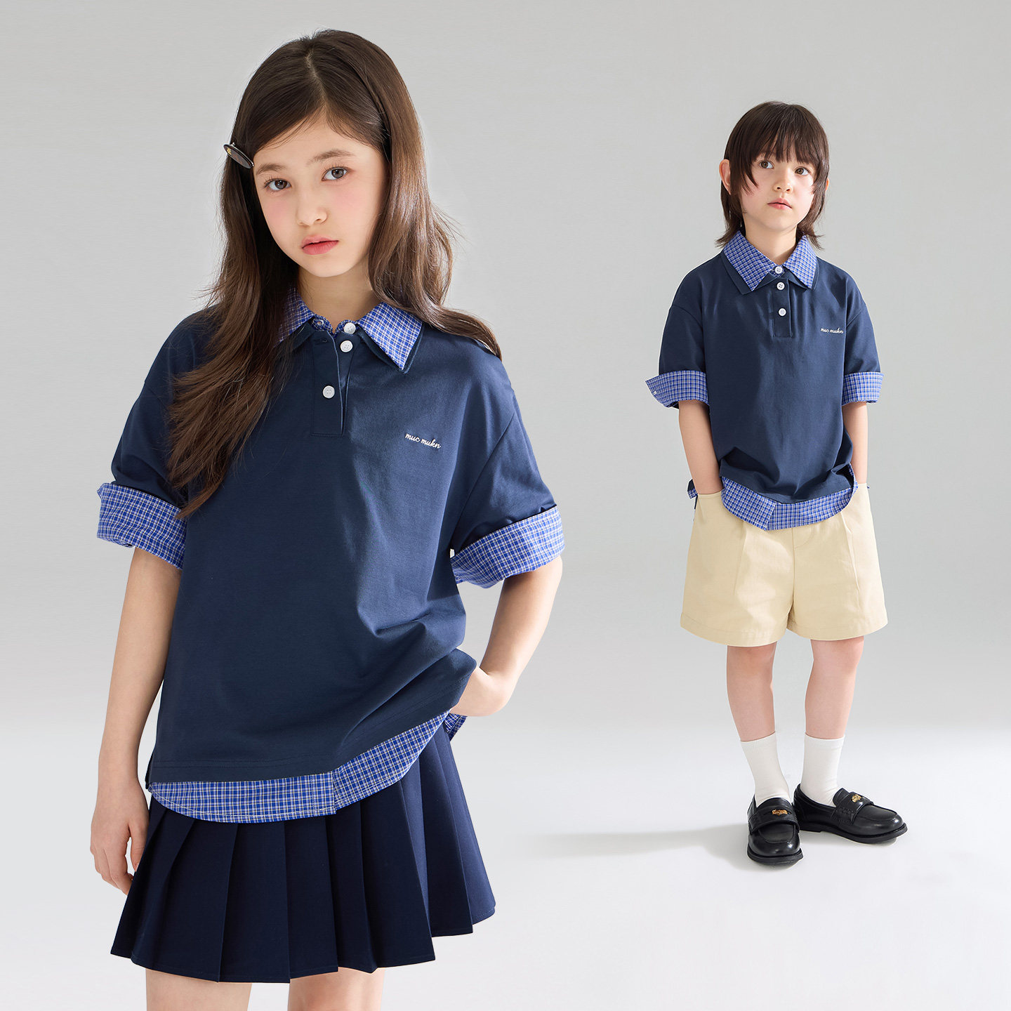 【宁儿粉丝转向】sorona凉感抑菌miu系拼格POLO短袖女童26夏