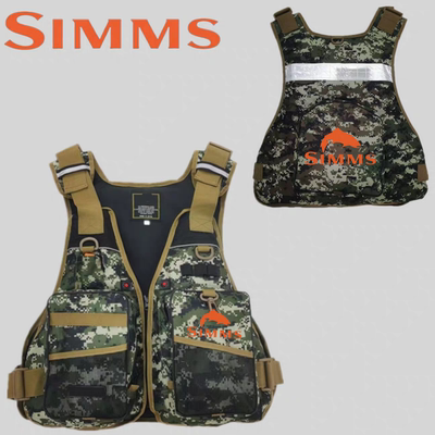 26新品款日韩SIMMS钓鱼马甲船用路亚背心大浮力多功能钓鱼救生衣
