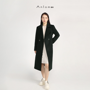 Anlom/娅奴羊毛大衣女冬季保暖毛呢大衣中长款秋冬外套女纯色百搭