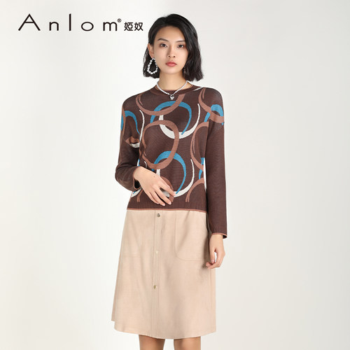 Anlom/娅奴桑蚕丝针织上衣套衫