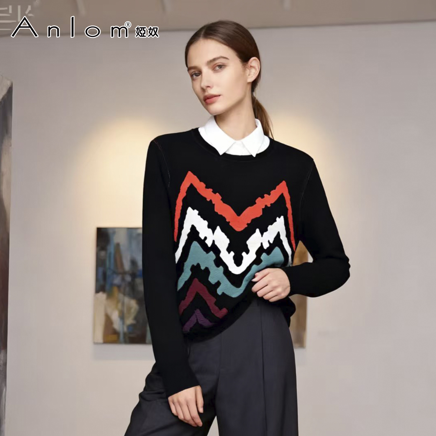 anlom/娅奴秋季新款植物女桑蚕丝