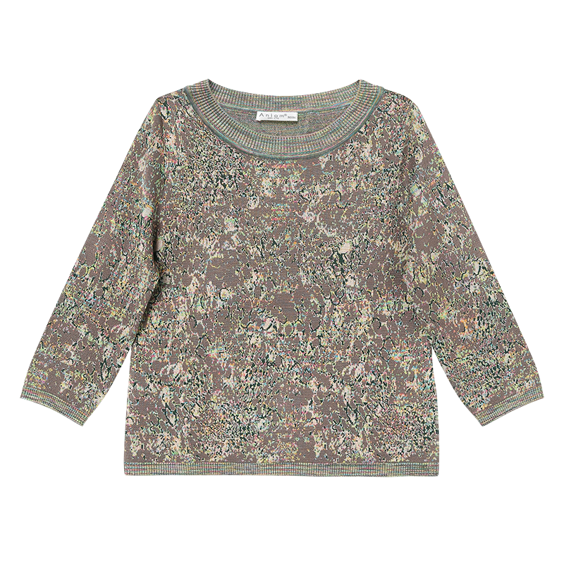 娅奴秋装修身桑蚕丝印花针织衫