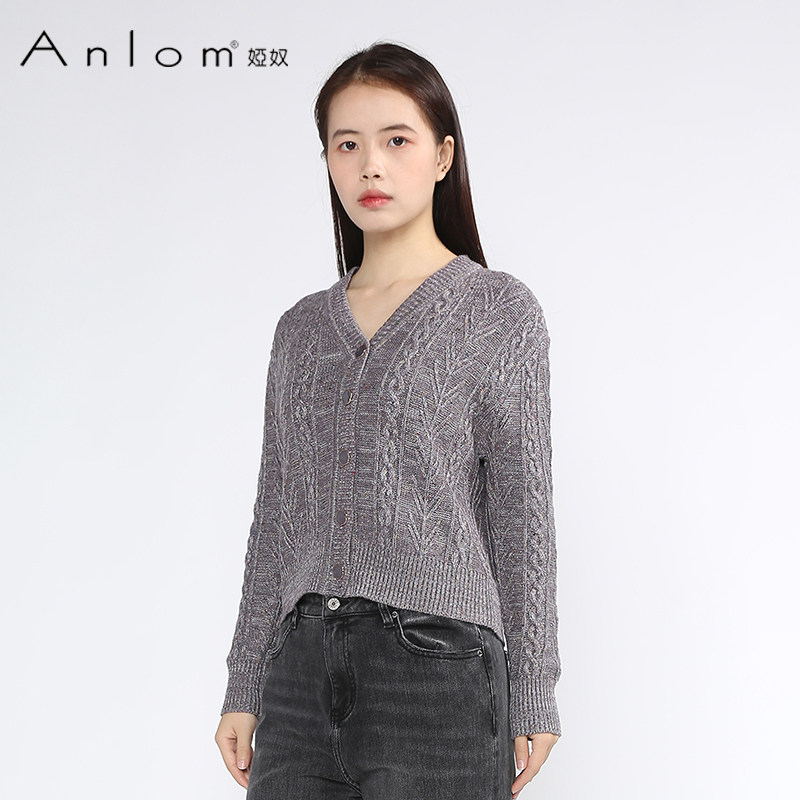 Anlom/娅奴冬季新款修身桑蚕丝V领单排扣针织衫女上衣开衫,女装/女士精品,毛针织衫,淘宝优惠券,粉丝福利购,淘宝优惠卷