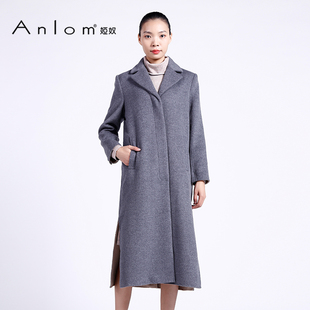Anlom/娅奴毛呢外套女新款呢子羊毛气质女士西装领冬季外套大衣女