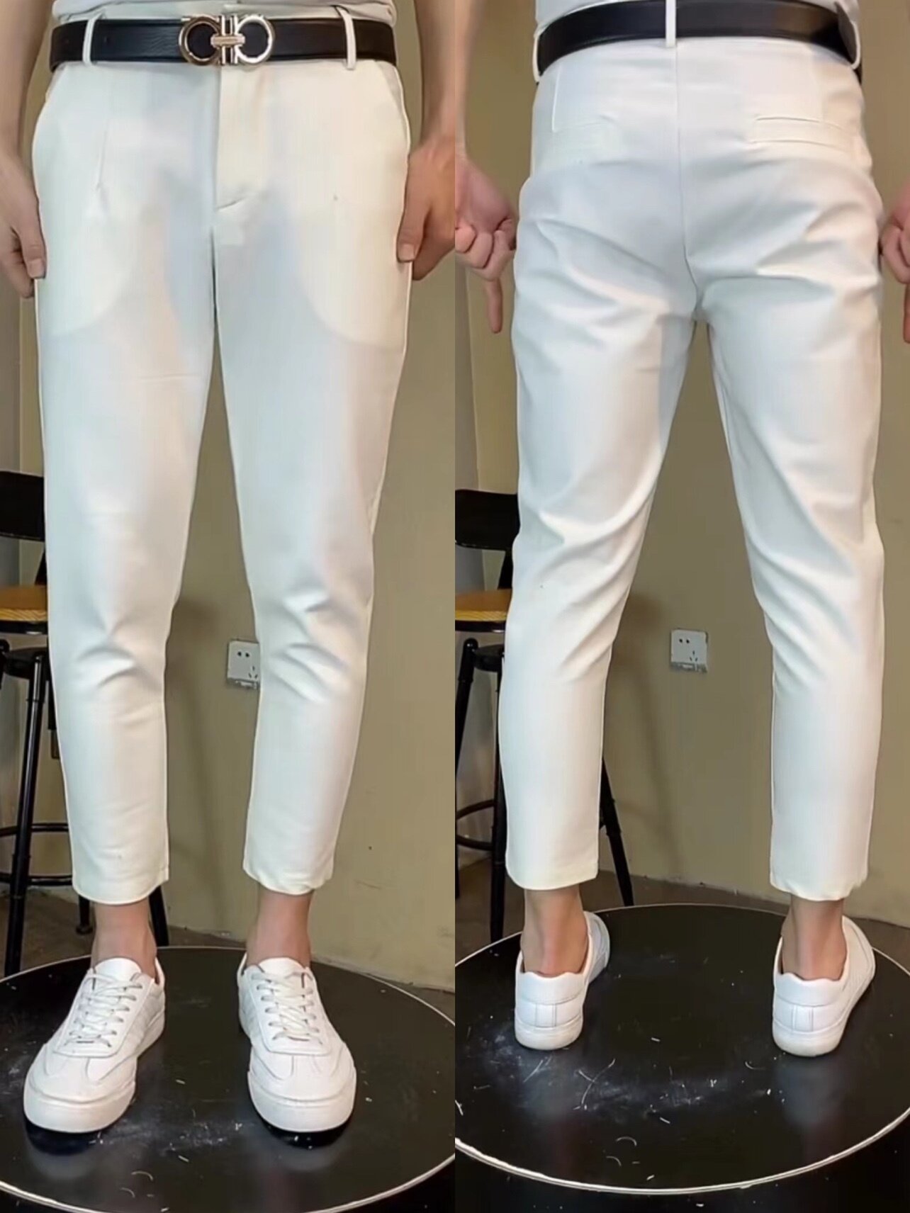 纯色九分西裤修身秋冬痞帅