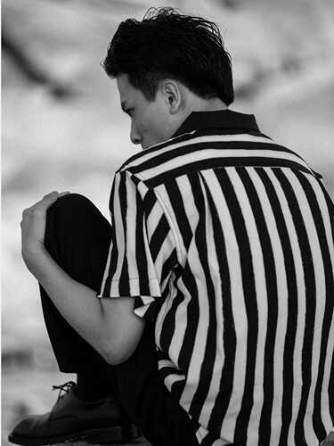 复古条纹古巴领短袖衬衫