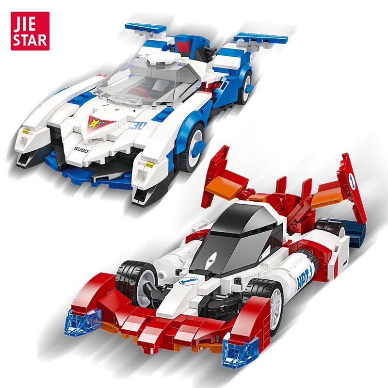 杰星JJ9177拼装DIY阿斯拉达GSX青春版方程式积木车小颗粒男孩玩具