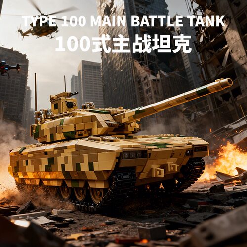97033军事ZTZ100式坦克高难度模型益智拼装小颗粒积木儿童男玩具