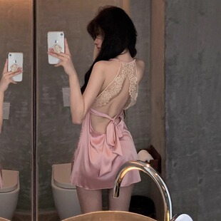 性感吊带睡衣女冰丝薄款火辣睡裙纯欲2023年新款高级感家居服套装