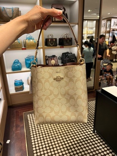 国内现货Coach水桶包town bucket老花印花手提女包单肩斜挎包袋新
