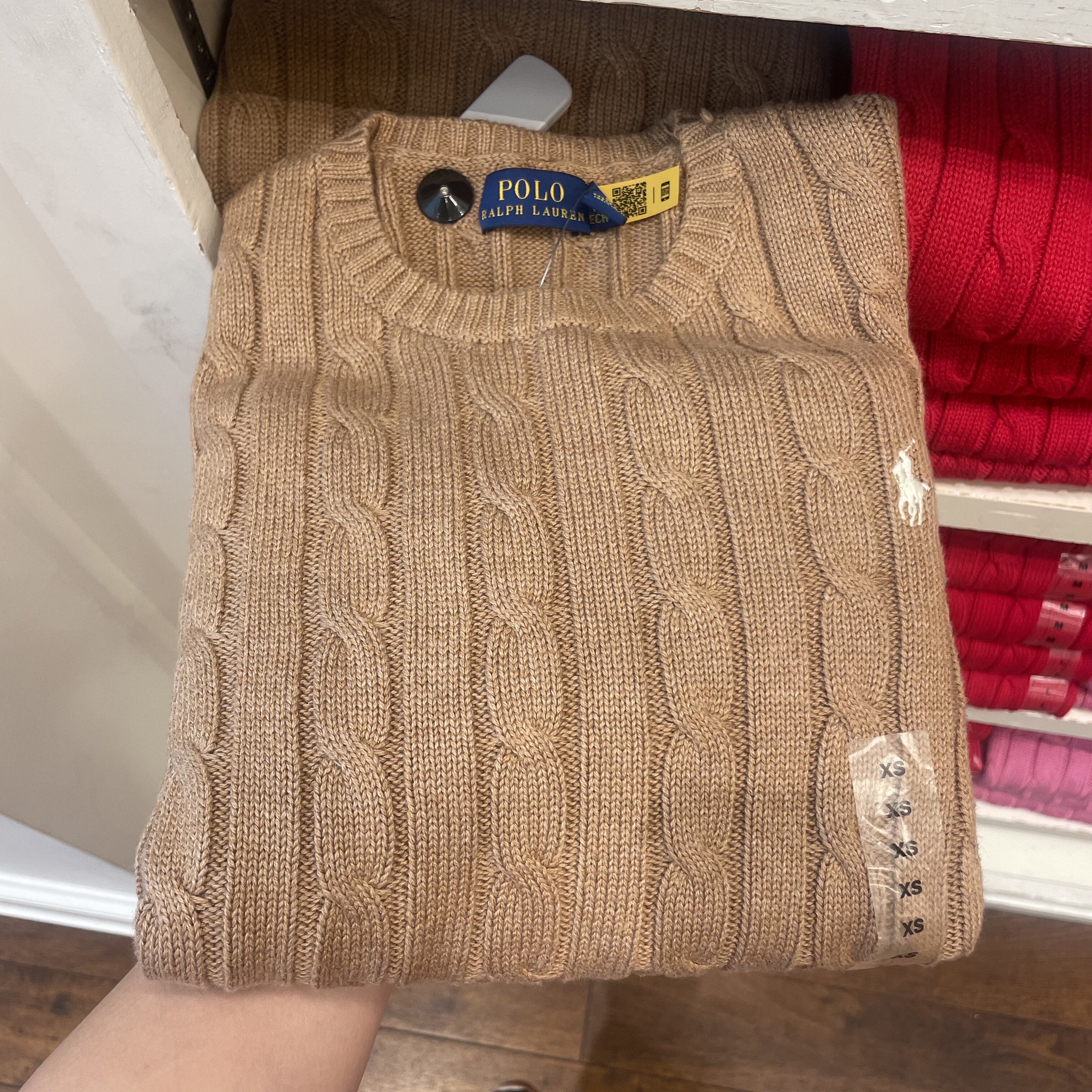 美国直邮拉夫劳伦ralph lauren麻花小马标圆领纯棉针织衫女士毛衣