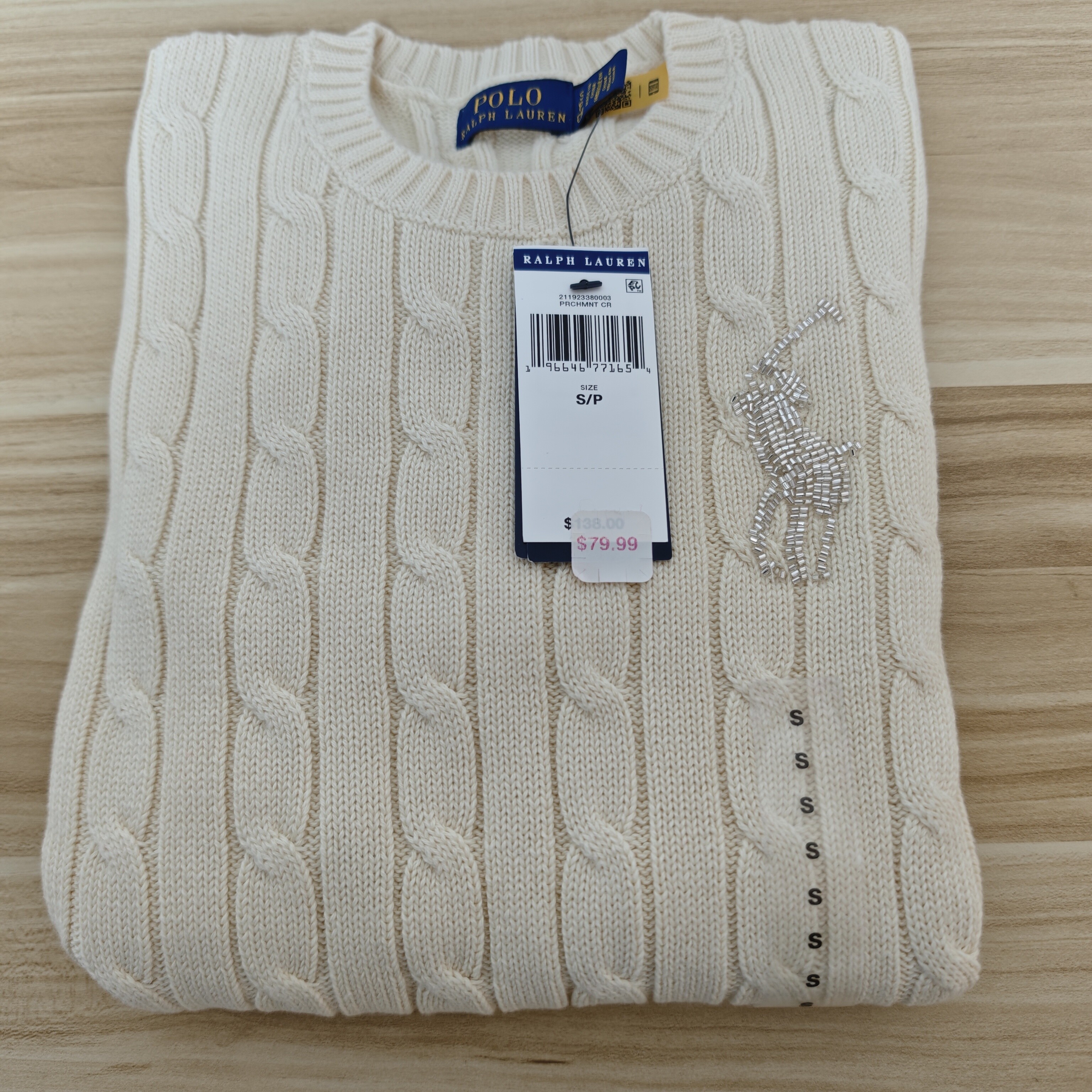 国内现货Polo RalphLauren拉夫劳伦女大马标半袖圆领麻花毛衣