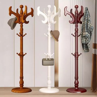 实木衣帽架落地卧室挂衣架室内房间衣服收纳挂衣杆简易收纳挂包架