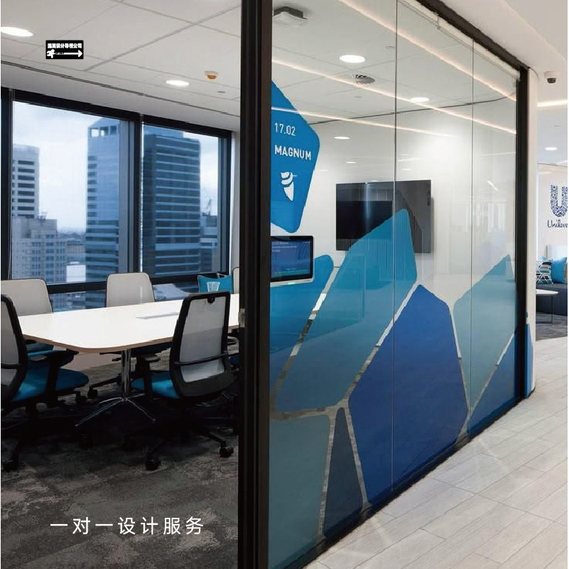 定制设计办公室会议室玻璃隔断腰线腰贴防撞贴玻璃贴遮挡美化定制