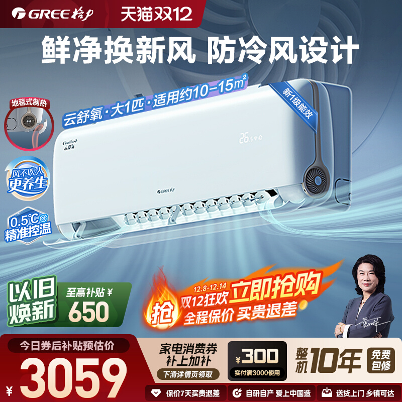 格力大一匹一级能效变频新风空调