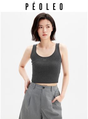 飘蕾韩系ins设计感针织背心26夏新款女灰色无袖叠穿短款吊带上衣