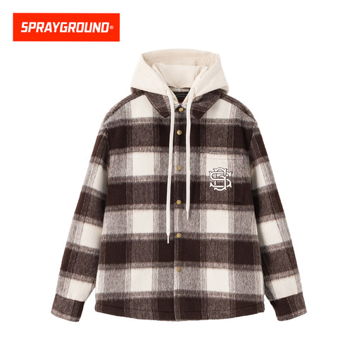 SG鲨鱼嘴假两件毛呢连帽夹克