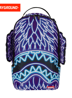 SprayGround鲨鱼嘴紫色个性翅膀双肩背包男女大容量潮流学生书包