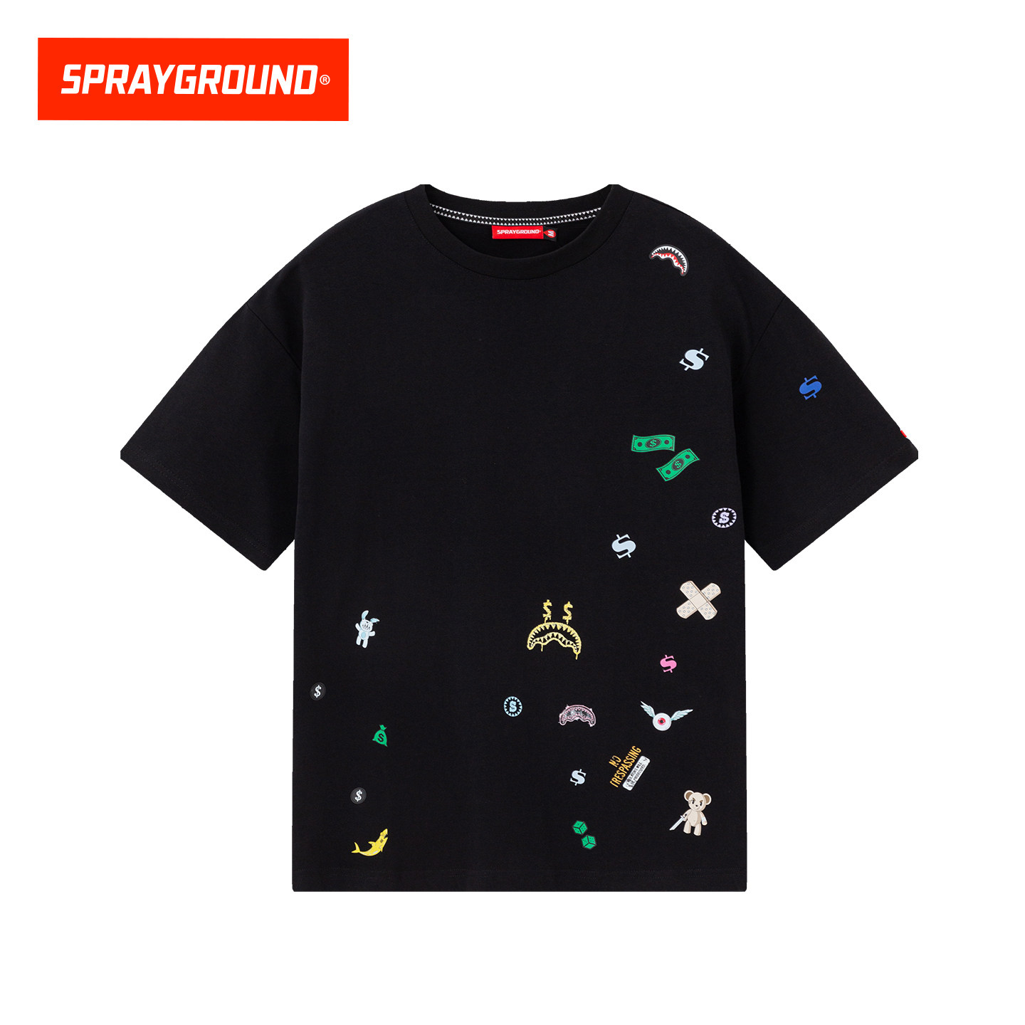 SprayGround鲨鱼嘴缤纷彩印美式短袖T恤男2026夏季新款宽松体恤衫