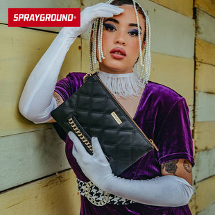 SprayGround黑色菱格包包女轻薄大容量手抓包轻奢菱格手 特卖