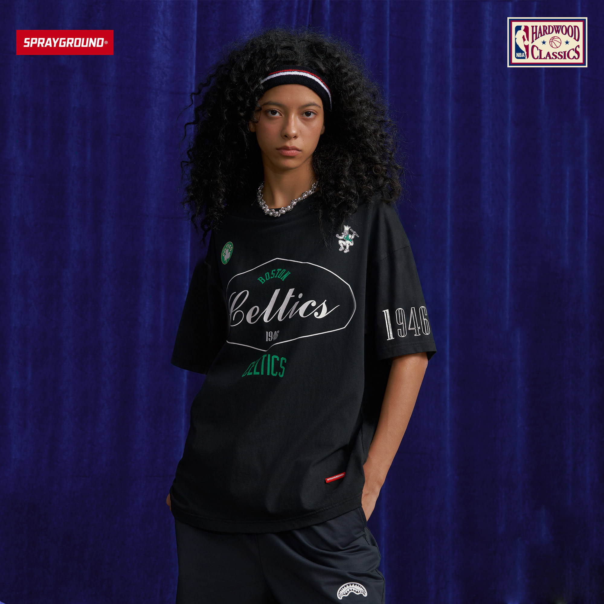 SprayGround丨NBA HWC联名系列凯尔特人球队短袖T恤男半袖上衣夏