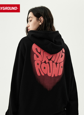 【特卖】SprayGround字母印花连帽卫衣女爱心上衣男情侣装潮W0813