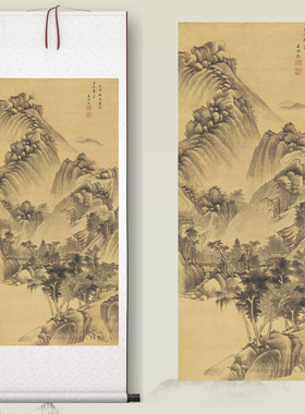 王时敏《山楼客话》客厅中堂挂画玄关茶室书房装饰画景色国画高清