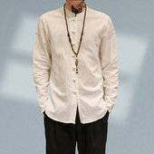 衬衫 春秋现代唐装 佛系男装 茶服新中式 男改良版 青年中国风中山装