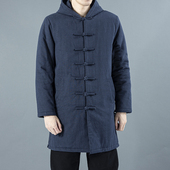 古风长衫 唐装 棉衣青年男士 外套棉袄中式 冬季 复古棉服 中国风长款