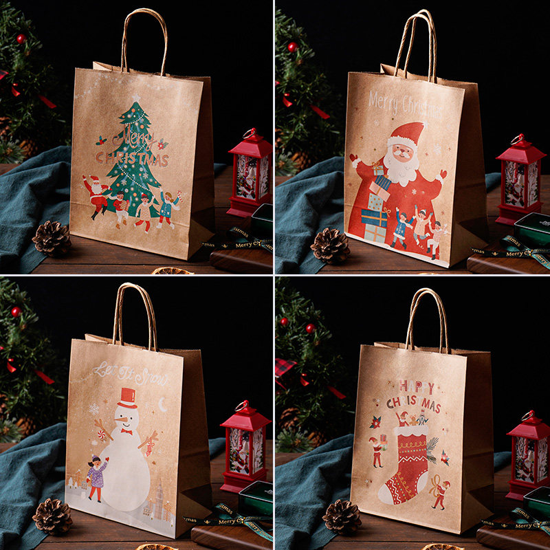圣诞节礼品袋包装袋圣诞手提袋礼物袋圣诞节牛皮纸袋平安夜饼干袋