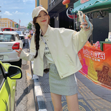 白色休闲短款外套女2025春秋新款韩系简约设计感小个子立领上衣潮，女装短外套，浙宝152