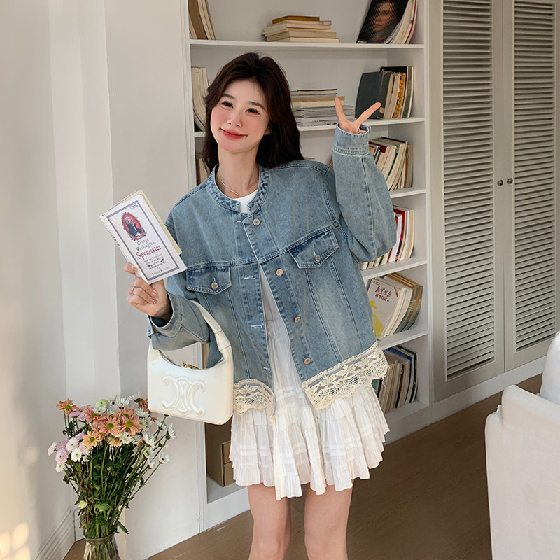 今年流行爆款蕾丝拼接牛仔外套女2025春季新款独特漂亮小个子上衣,女装短外套,浙宝152