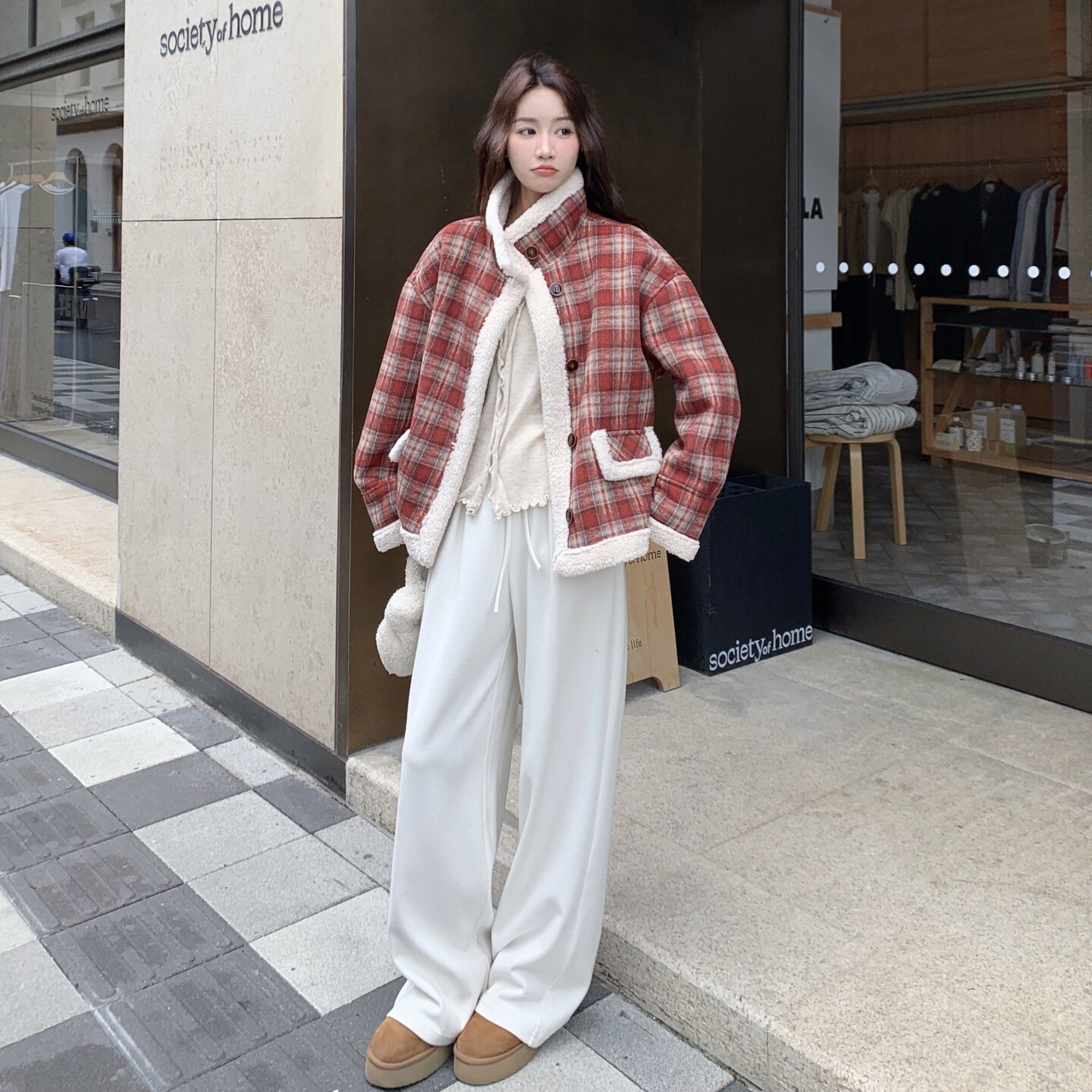 【新品】格子羊羔毛152-7301-P195-288,女装棉衣/棉服,浙宝152