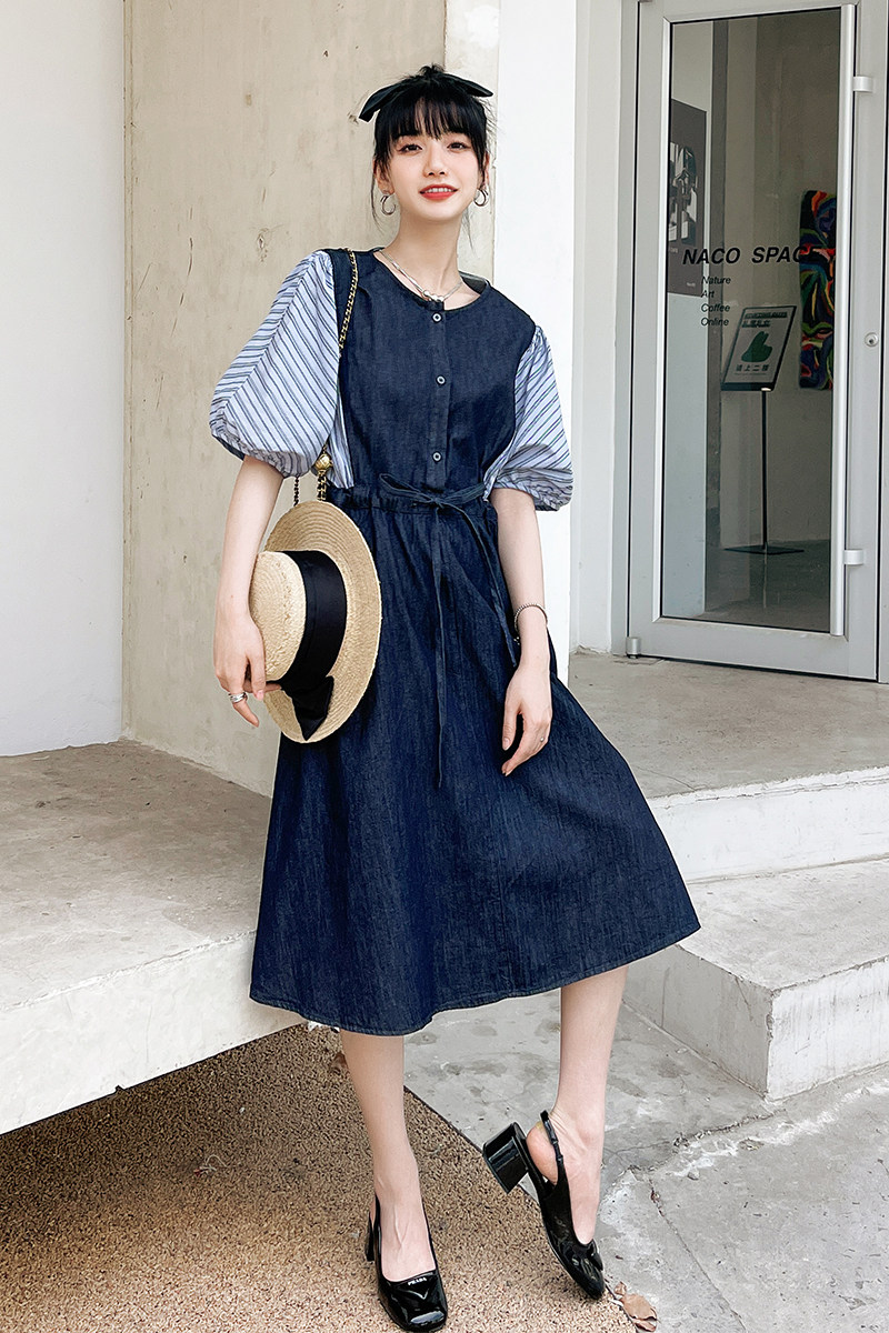 现货【】牛仔假两件152-9298-P115-控价168,女装连衣裙,浙宝152
