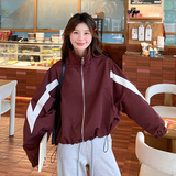 美式休闲立领冲锋衣外套女2024秋季新款学院风宽松小个子拼色上衣，女装短外套，浙宝152
