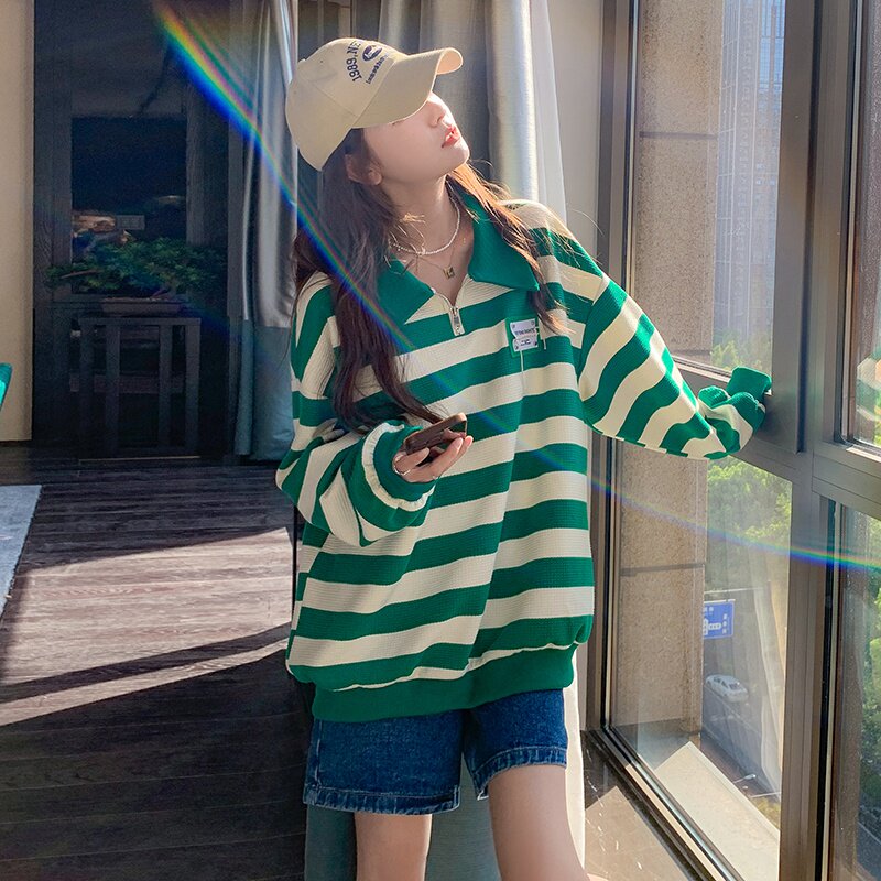 大货【】泡泡格条纹卫衣152-9523-P115-控价168，女装卫衣/绒衫，浙宝152