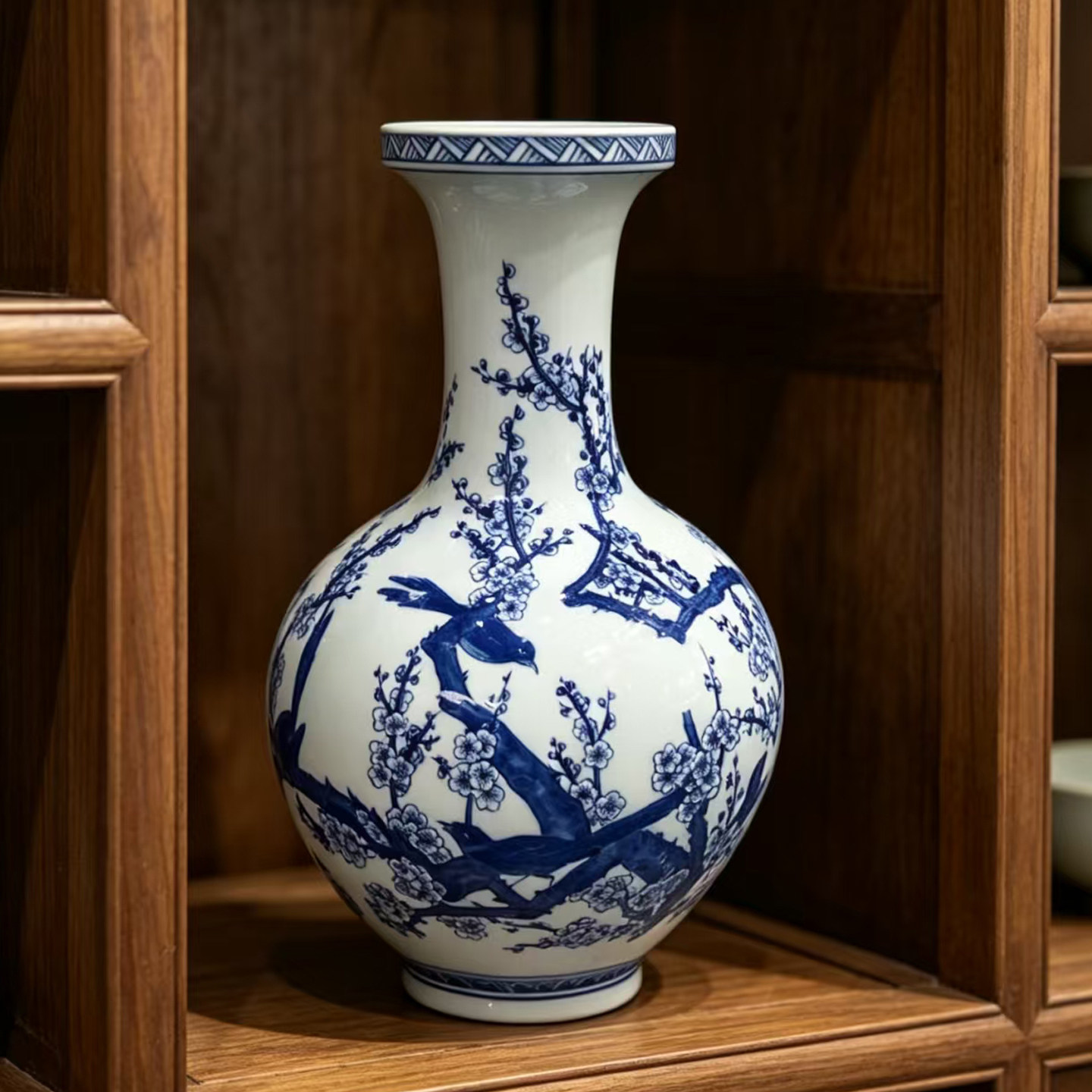 清雍正仿古手绘青花老瓷器景德镇陶瓷花瓶家居客厅插花博古架摆件