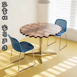 北美黑胡桃木2025餐厅家用新款 新中式 极简现代轻奢简约实木小圆桌