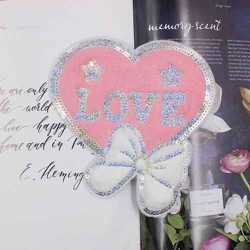 大号爱心蝴蝶结毛绒羽绒修补手缝