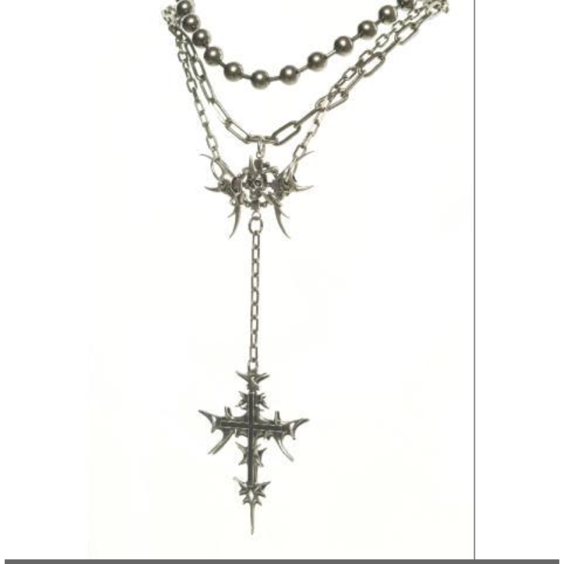 thumbnail for Black painting series: dark high-quality chain tassel necklace, niche cross combination, long chain