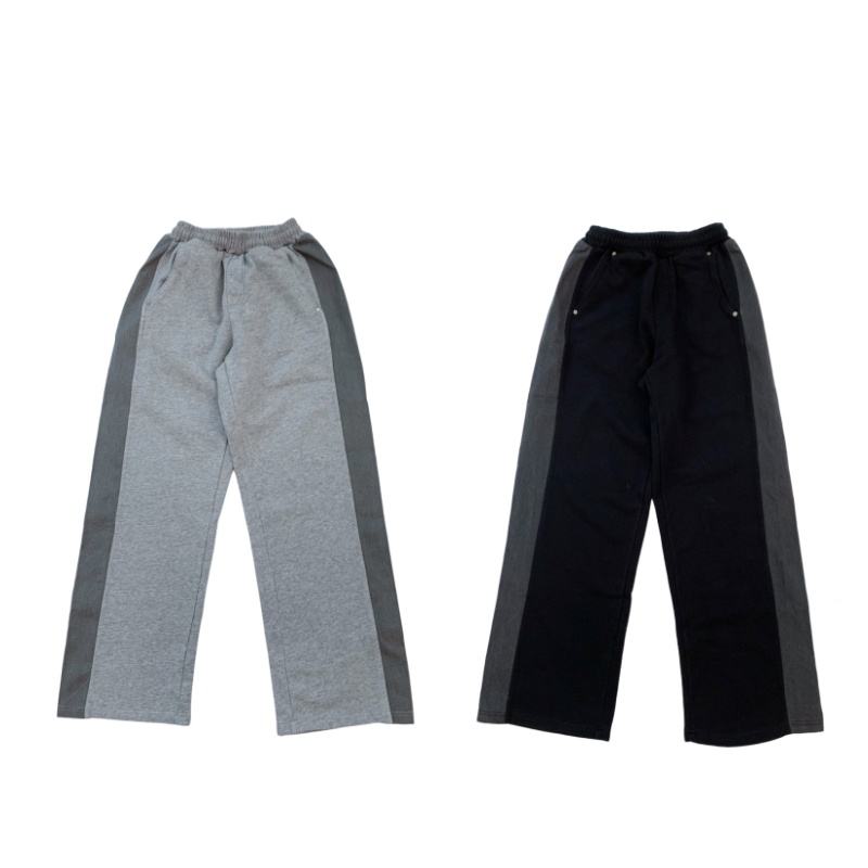 韩国小众侧面拼接卫裤直筒阔腿裤