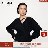 法式 针织衫 收腰V领灯笼袖 设计款 30815032 衬衣女春季 ARIOSEYEARS