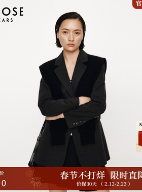 ARIOSE & YEARS气质8.9%绵羊毛收腰女设计感西装外套春309113