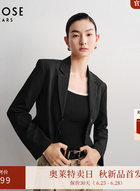艾诺丝雅诗春季新品黑色摩登收腰西装外职场通勤百搭女装40311337