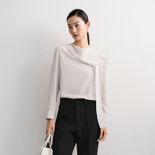【廖廖粉丝专享】ARIOSEYEARS %桑蚕丝飘带衬衣女设计感长袖上