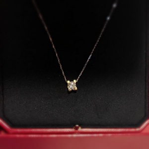 韩国经典复古高级感经典一克拉超闪锆石方钻锁骨项链女温柔轻奢潮