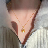 金店同款 福禄古法手工葫芦项链吊坠女时来运转镶钻百搭挂坠新年风