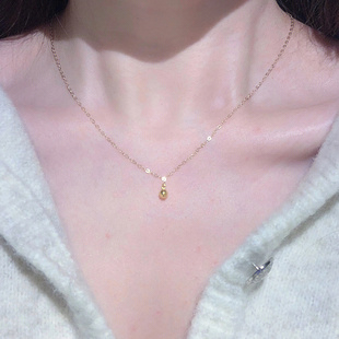 可水洗不掉色日式 简约气质一颗金色实心转运珠小金珠金球项链叠戴